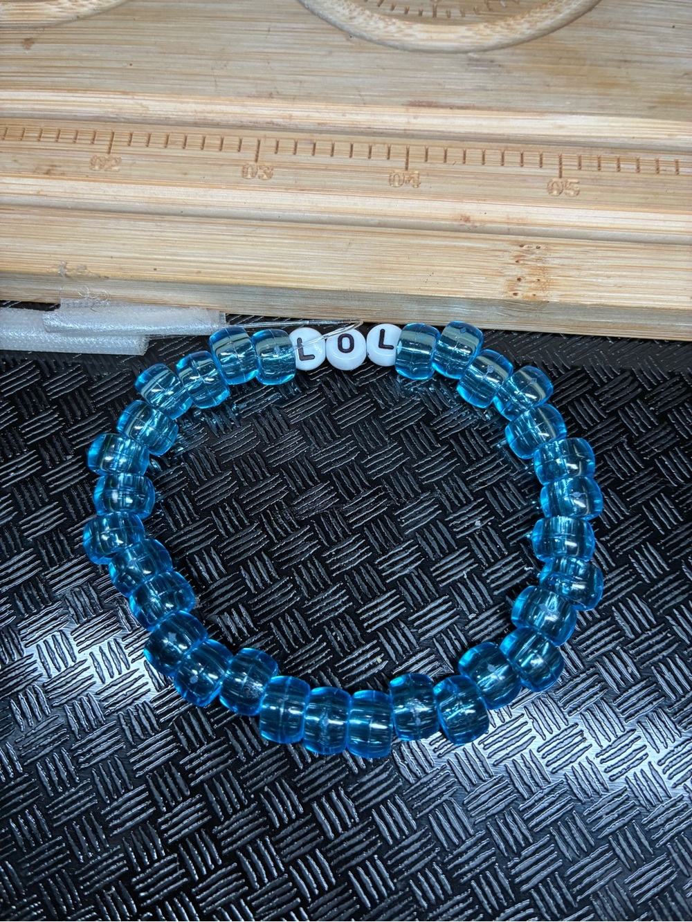 Blue 'LOL' Beaded Stretch Bracelet - Women Jewelry